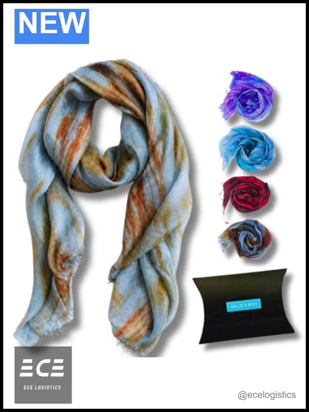 100% Pure Mulberry Silk Scarf Oversized Hair Wrap Hand-Painted Shawl 67x29